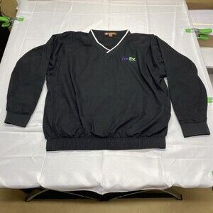 Harriton FedEx Embroidered V-Neck Windbreaker Jacket! Size Extra Large!